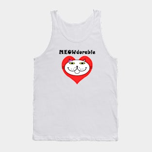 MEOWdorable - PURRty Kitty Face on a Red Heart Tank Top